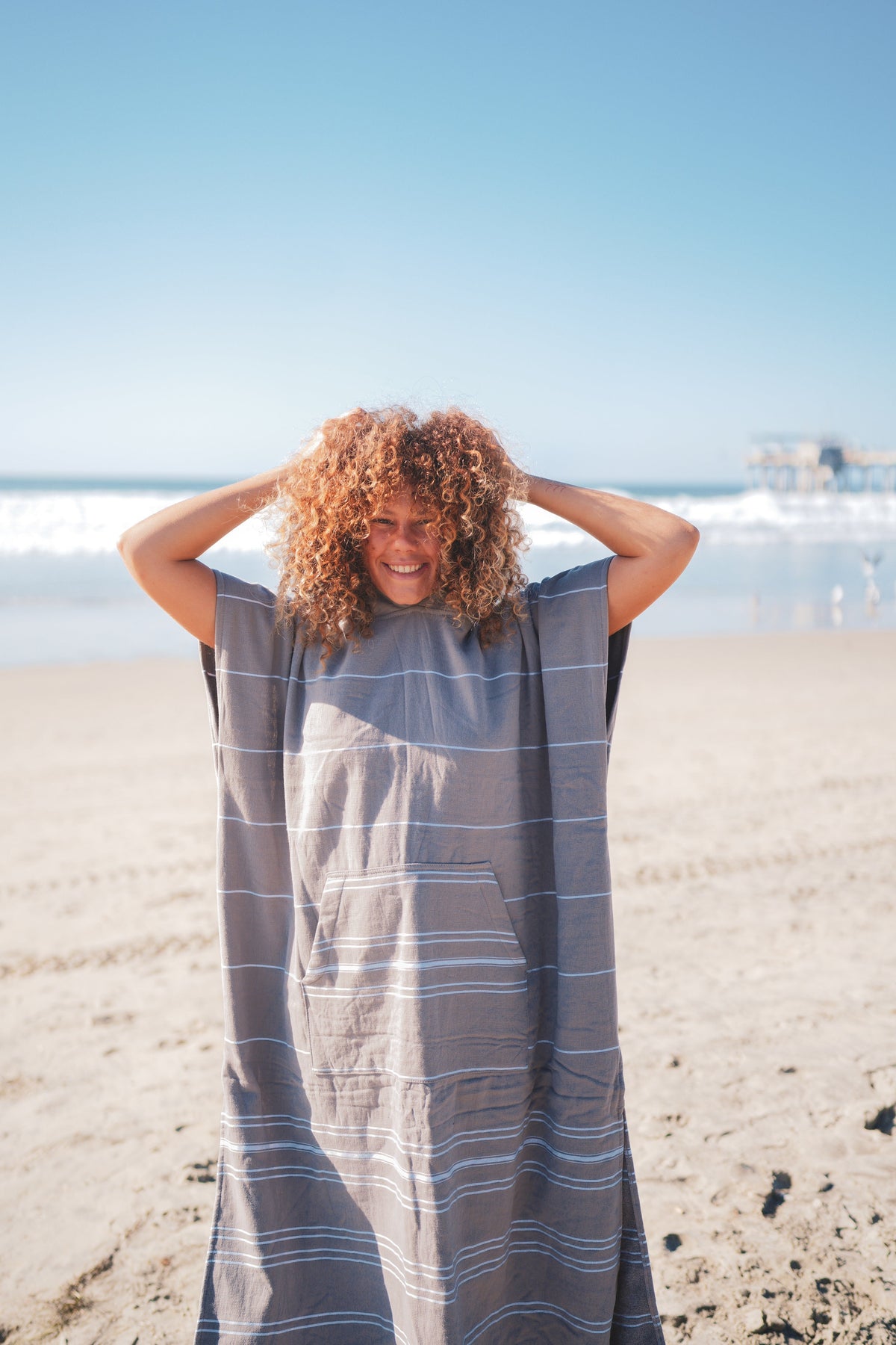 100% Turkish Cotton Terrycloth Beach Cover-Up & Surf Poncho (One Size)
