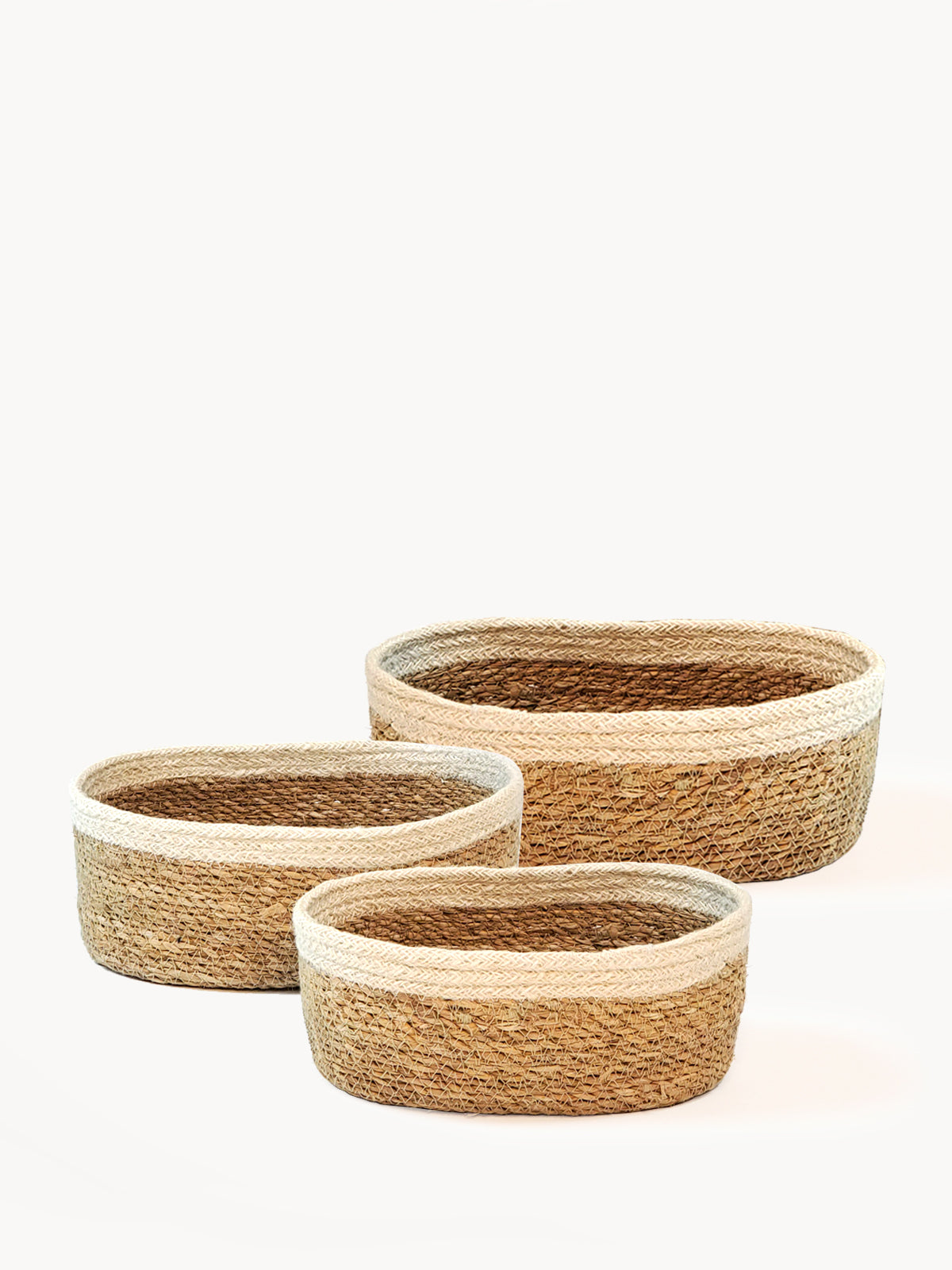 Savar Handwoven Seagrass Oval Bowl Set (Set of 3)