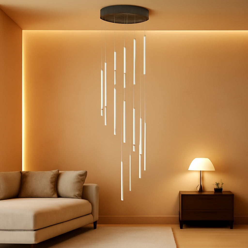 Black 19Inch LED Chandelier Ceiling Fixture Elegant