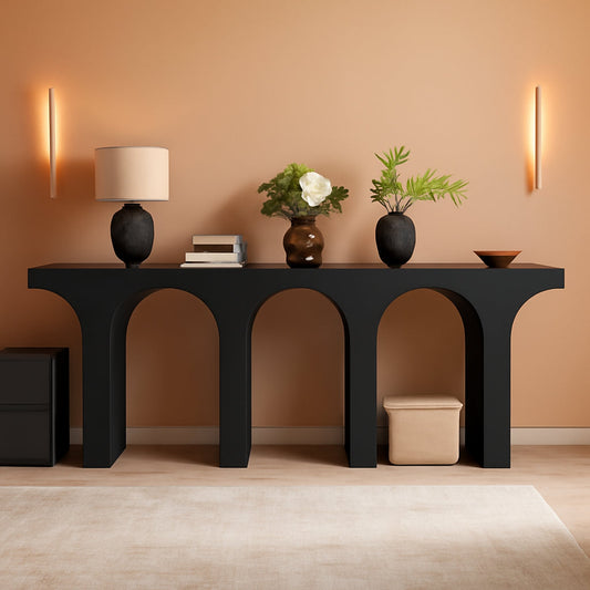47Inch Black Arched Console Table Entryway Hallway