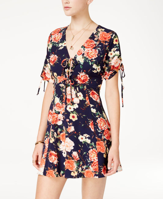 Emerald Sundae Juniors Printed Keyhole Back Dress