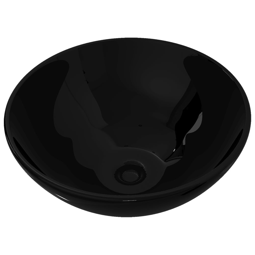 NNEVL Ceramic Bathroom Sink Basin Black Round