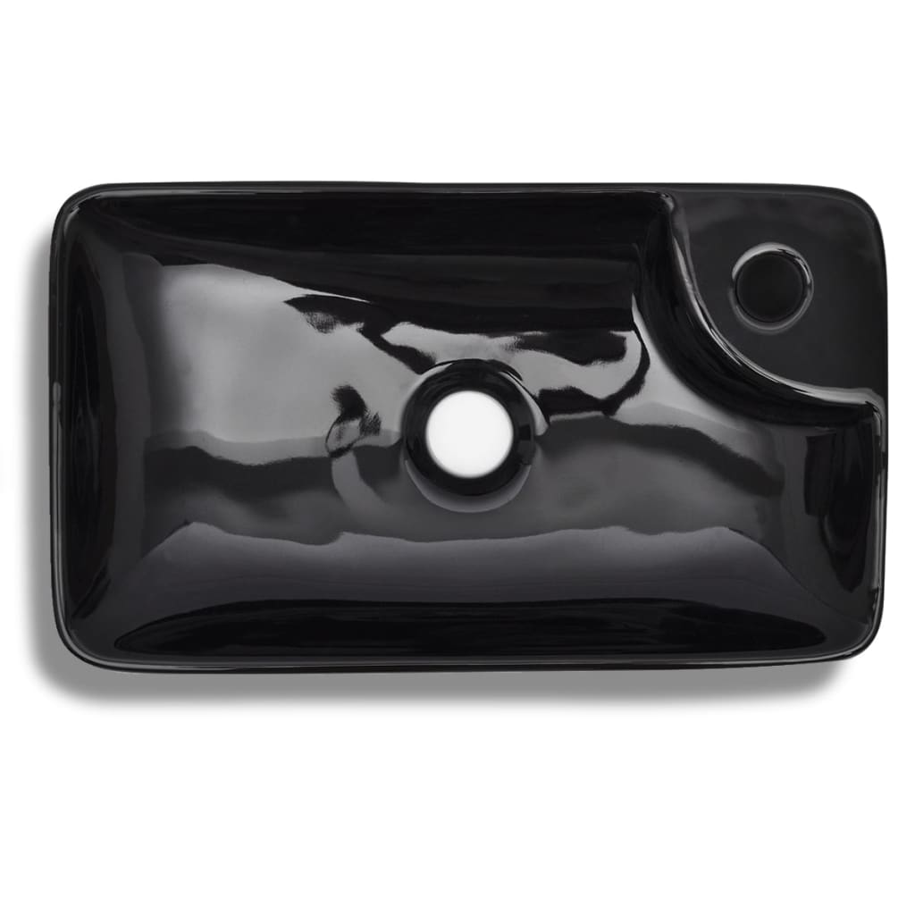 NNEVL Ceramic Bathroom Sink Basin with Faucet Hole Black