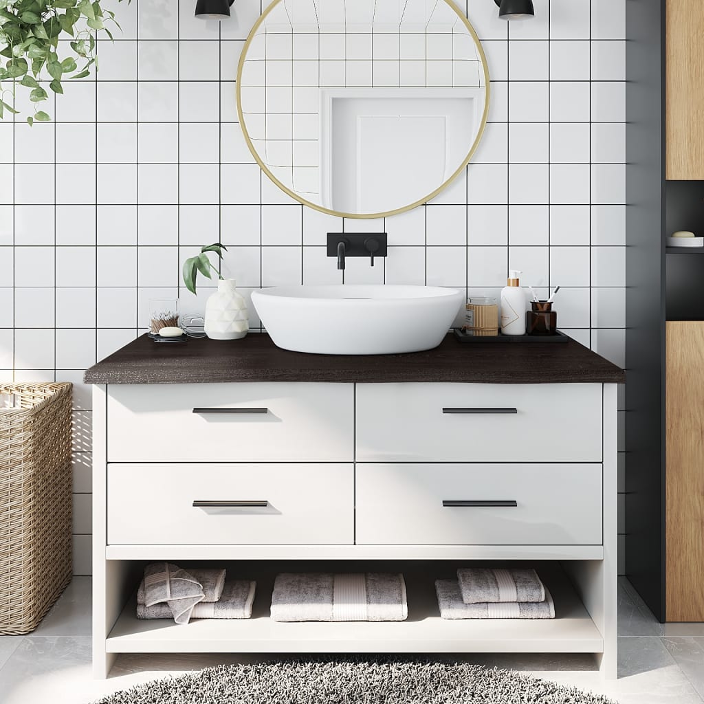 NNEVL Bathroom Countertop Dark Brown 100x50x4 cm Treated Solid Wood