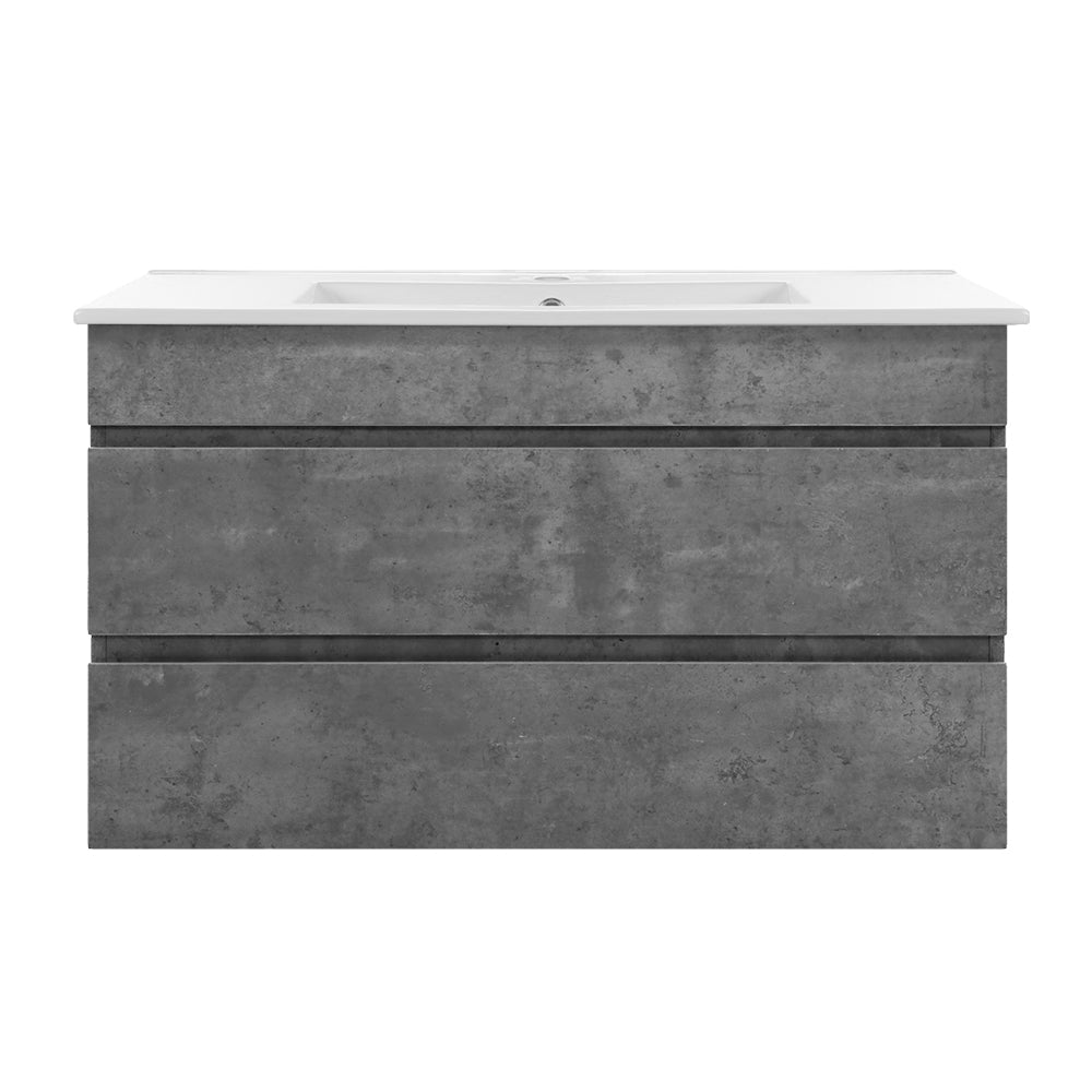 NNEDSZ 900mm Bathroom Vanity Cabinet Basin Unit Sink Storage Wall Mounted Cement