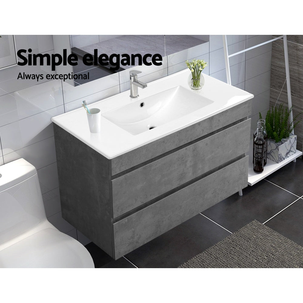 NNEDSZ 900mm Bathroom Vanity Cabinet Basin Unit Sink Storage Wall Mounted Cement