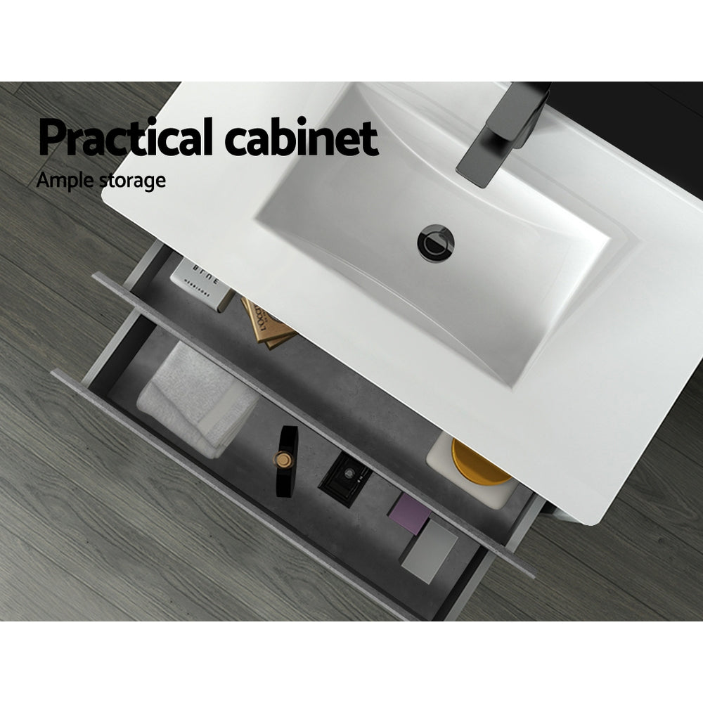 NNEDSZ 900mm Bathroom Vanity Cabinet Basin Unit Sink Storage Wall Mounted Cement
