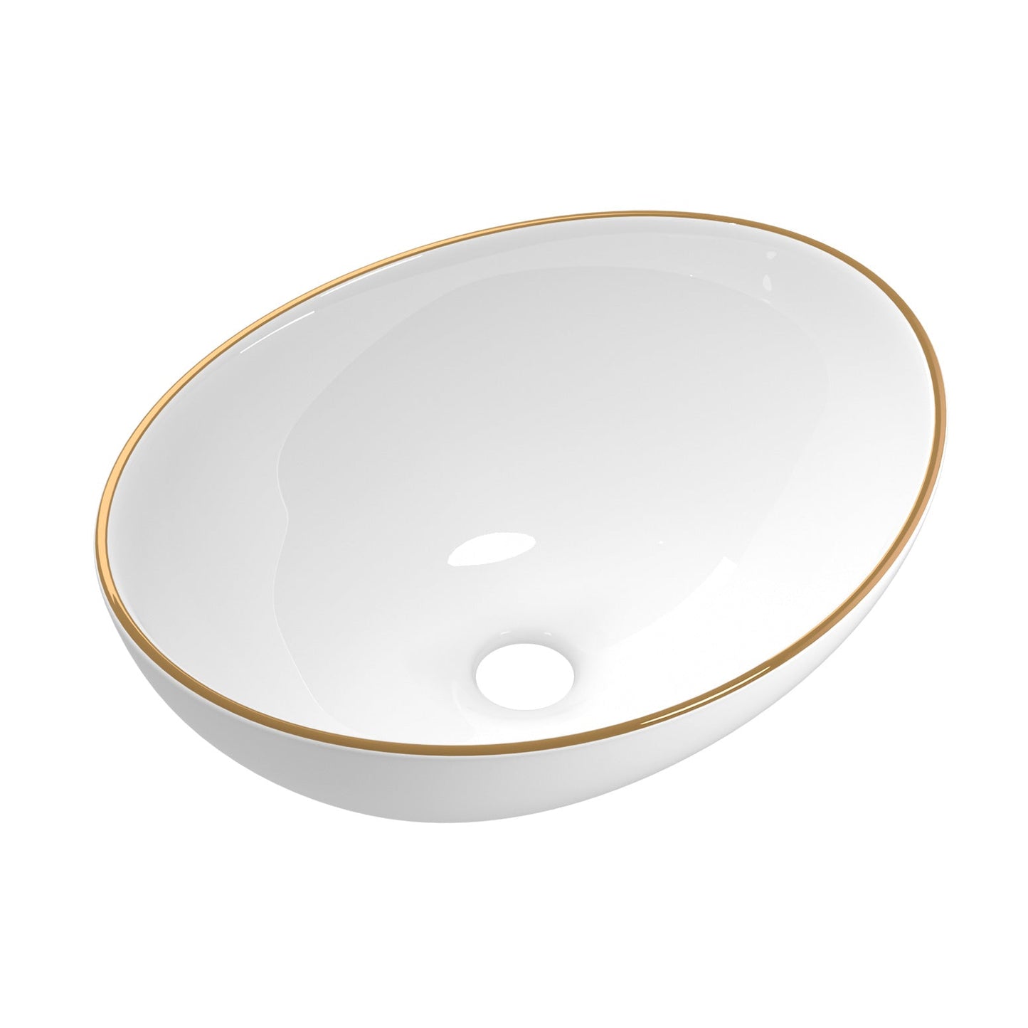 NNEDSZ Bathroom Basin Ceramic Vanity Sink Hand Wash Bowl Gold Line 41x34cm