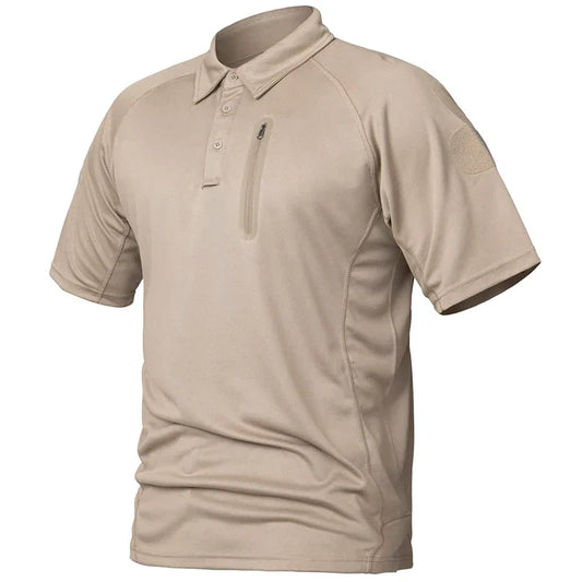 Men's Short Sleeve Polo Shirts Summer Tactical Polo with Zip Pocket Outdoor Hiking Golf Shirt Big Plus Size USA Size-0