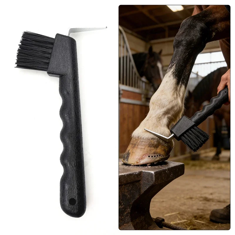 2 Pcs Horse Hoof Pick with Brush Non-Slip Handle Horse Hoof Cleaner