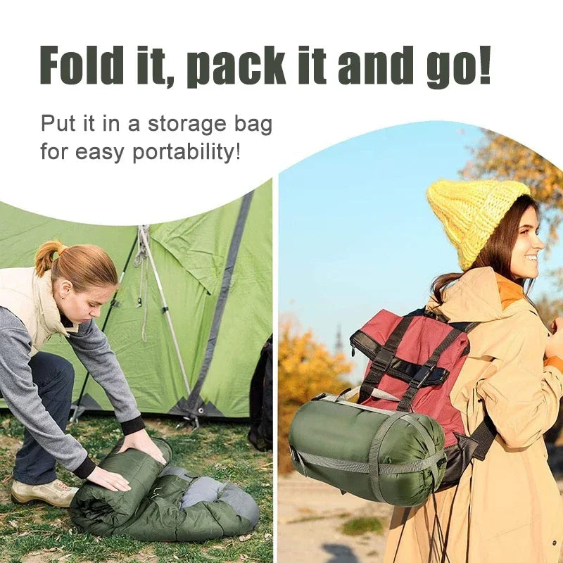 4-Season Waterproof Sleeping Bag Envelope-Style Green
