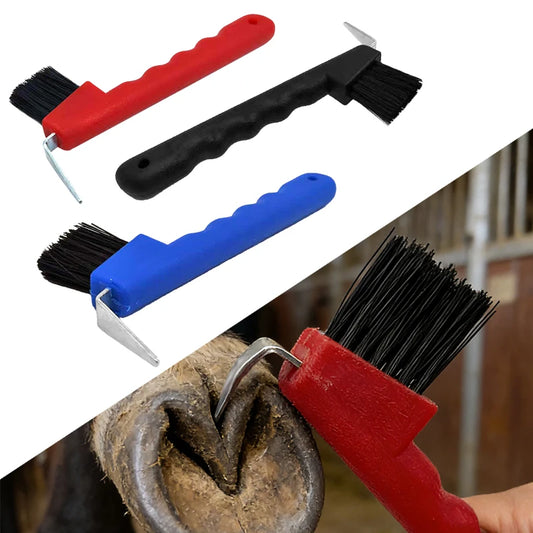 2 Pcs Horse Hoof Pick with Brush Non-Slip Handle Horse Hoof Cleaner