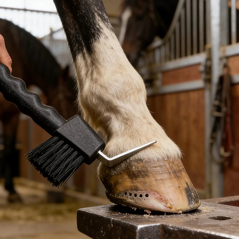 2 Pcs Horse Hoof Pick with Brush Non-Slip Handle Horse Hoof Cleaner