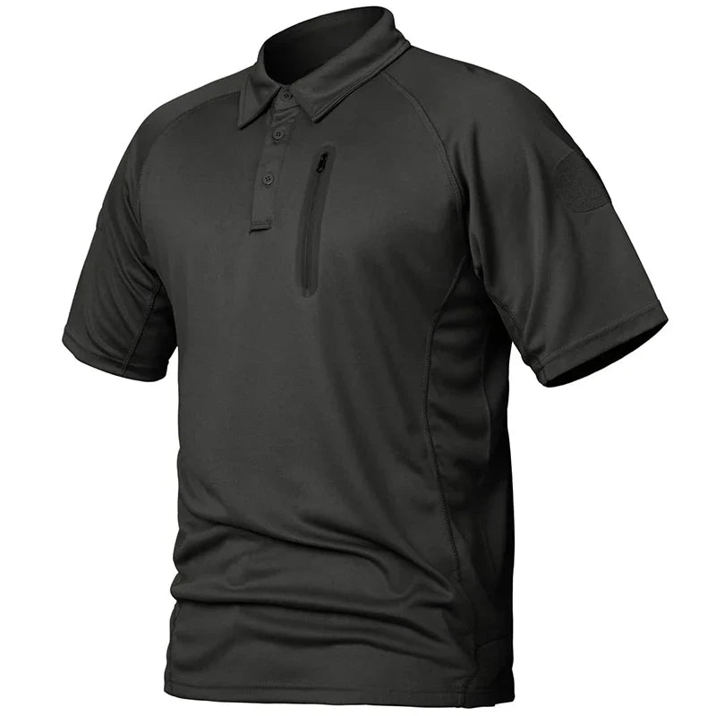 Men's Short Sleeve Polo Shirts Summer Tactical Polo with Zip Pocket Outdoor Hiking Golf Shirt Big Plus Size USA Size-7
