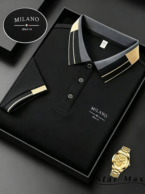 Men's Luxury Short Sleeve Polo Shirt with Horse Embroidery Milan Style