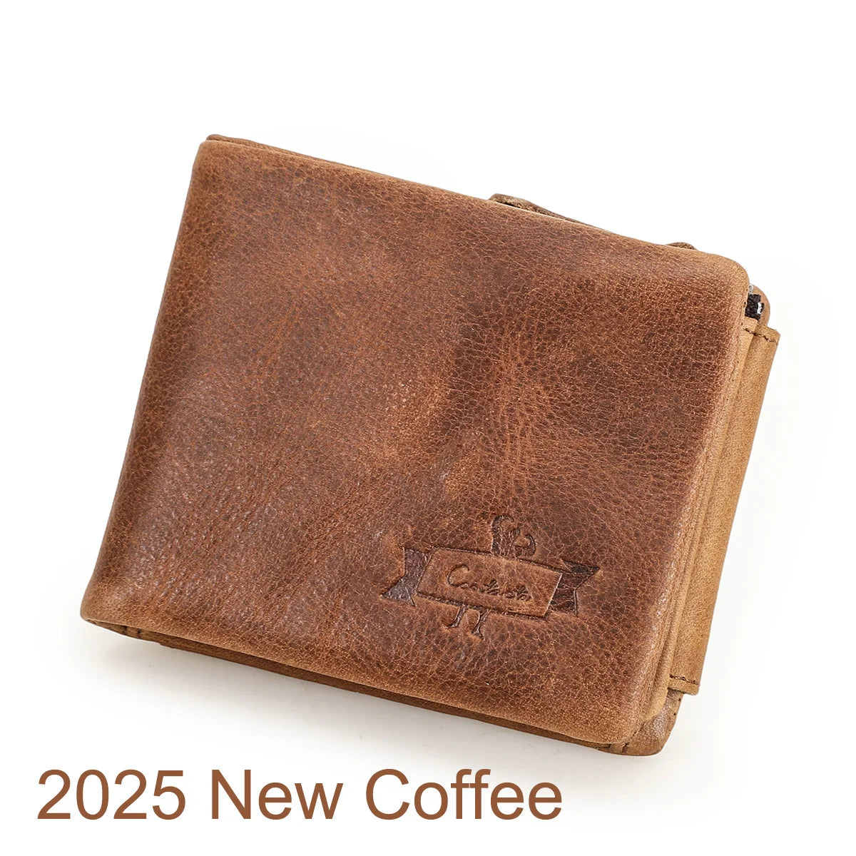 CONTACT'S Genuine Crazy Horse Leather Men Wallets Vintage Trifold