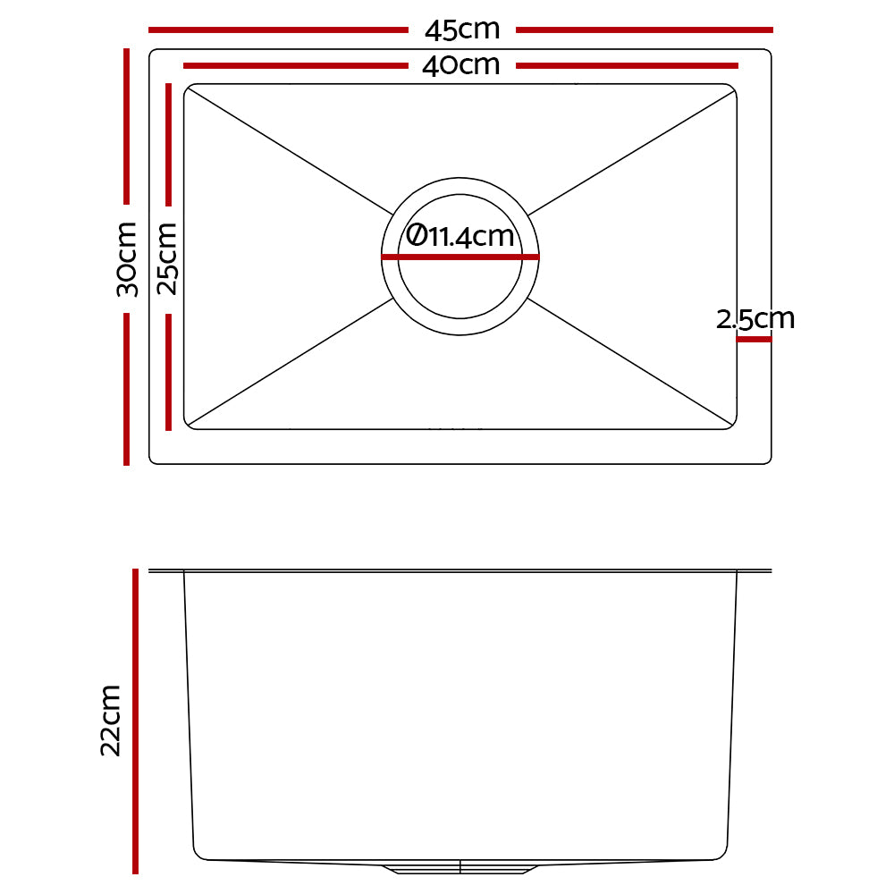 NNEDSZ Stainless Steel Kitchen Sink 450X300MM Under/Topmount Sinks Laundry Bowl Black