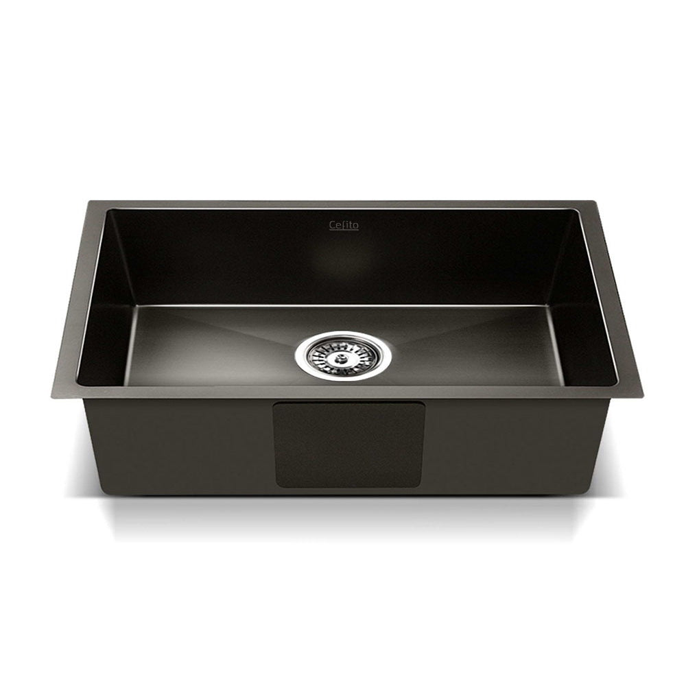 NNEDSZ Stainless Steel Kitchen Sink 450X300MM Under/Topmount Sinks Laundry Bowl Black