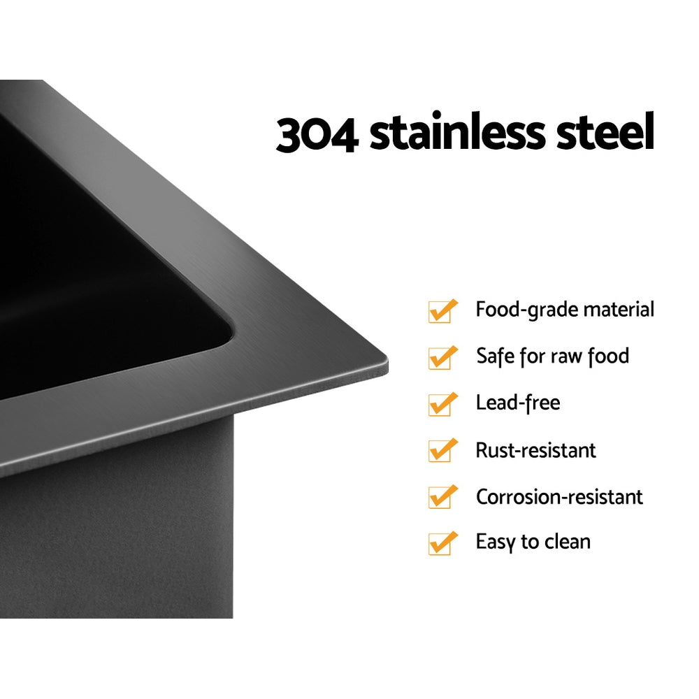 NNEDSZ Stainless Steel Kitchen Sink 450X300MM Under/Topmount Sinks Laundry Bowl Black