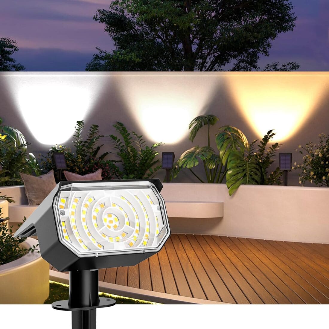 Solar Spot Lights Outdoor Waterproof IP67, 6 Lighting Modes 60 LED, Landscape Spotlights for Tree Yard Garden House Driveway Pathway（2 Pack）