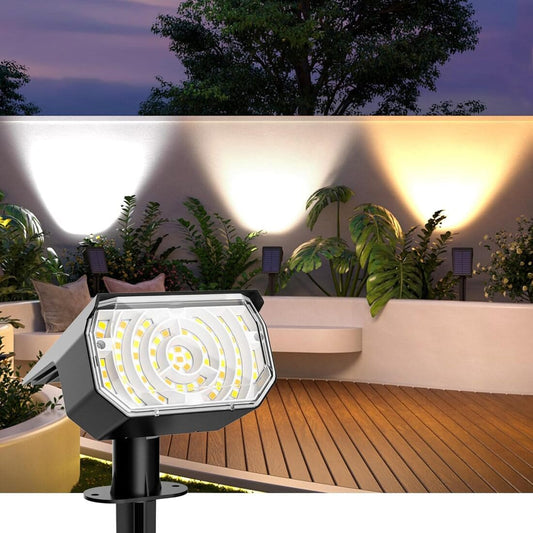 Solar Spot Lights Outdoor Waterproof IP67, 6 Lighting Modes 60 LED, Landscape Spotlights for Tree Yard Garden House Driveway Pathway（2 Pack）