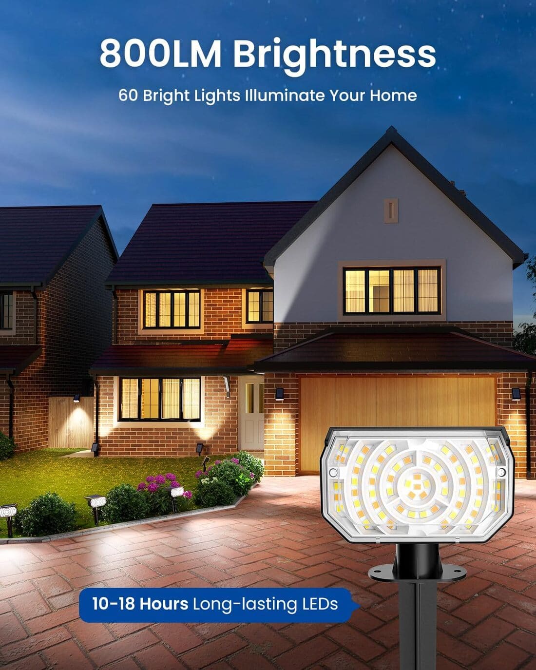 Solar Spot Lights Outdoor Waterproof IP67, 6 Lighting Modes 60 LED, Landscape Spotlights for Tree Yard Garden House Driveway Pathway（2 Pack）
