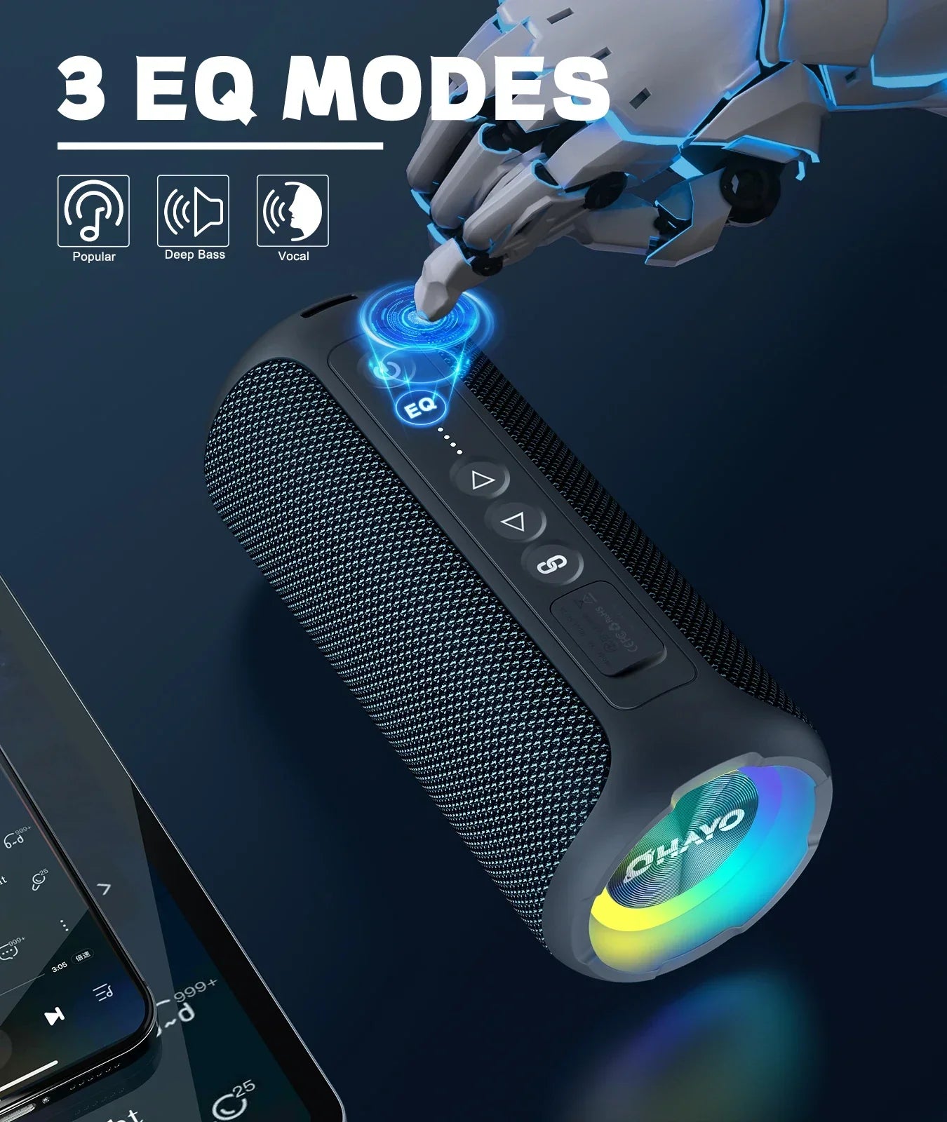 Bluetooth Speaker 40W Stereo Sound Black