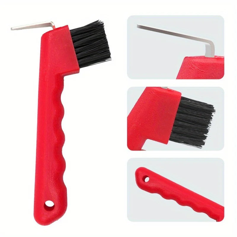 2 Pcs Horse Hoof Pick with Brush Non-Slip Handle Horse Hoof Cleaner