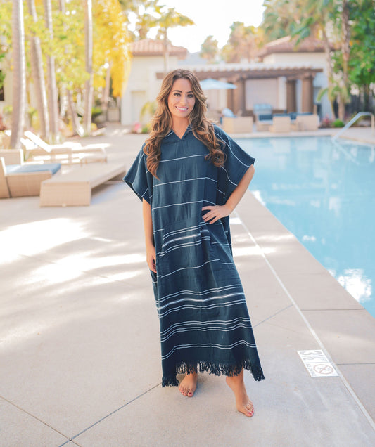 100% Turkish Cotton Terrycloth Beach Cover-Up & Surf Poncho (One Size)