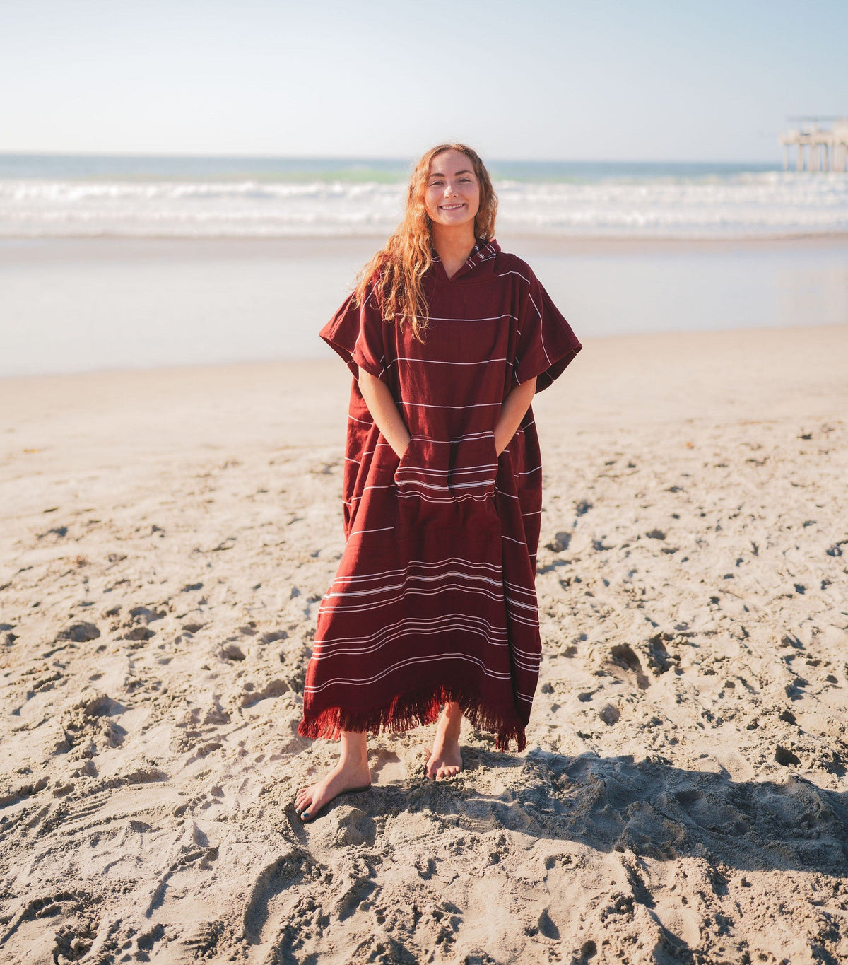 100% Turkish Cotton Terrycloth Beach Cover-Up & Surf Poncho (One Size)
