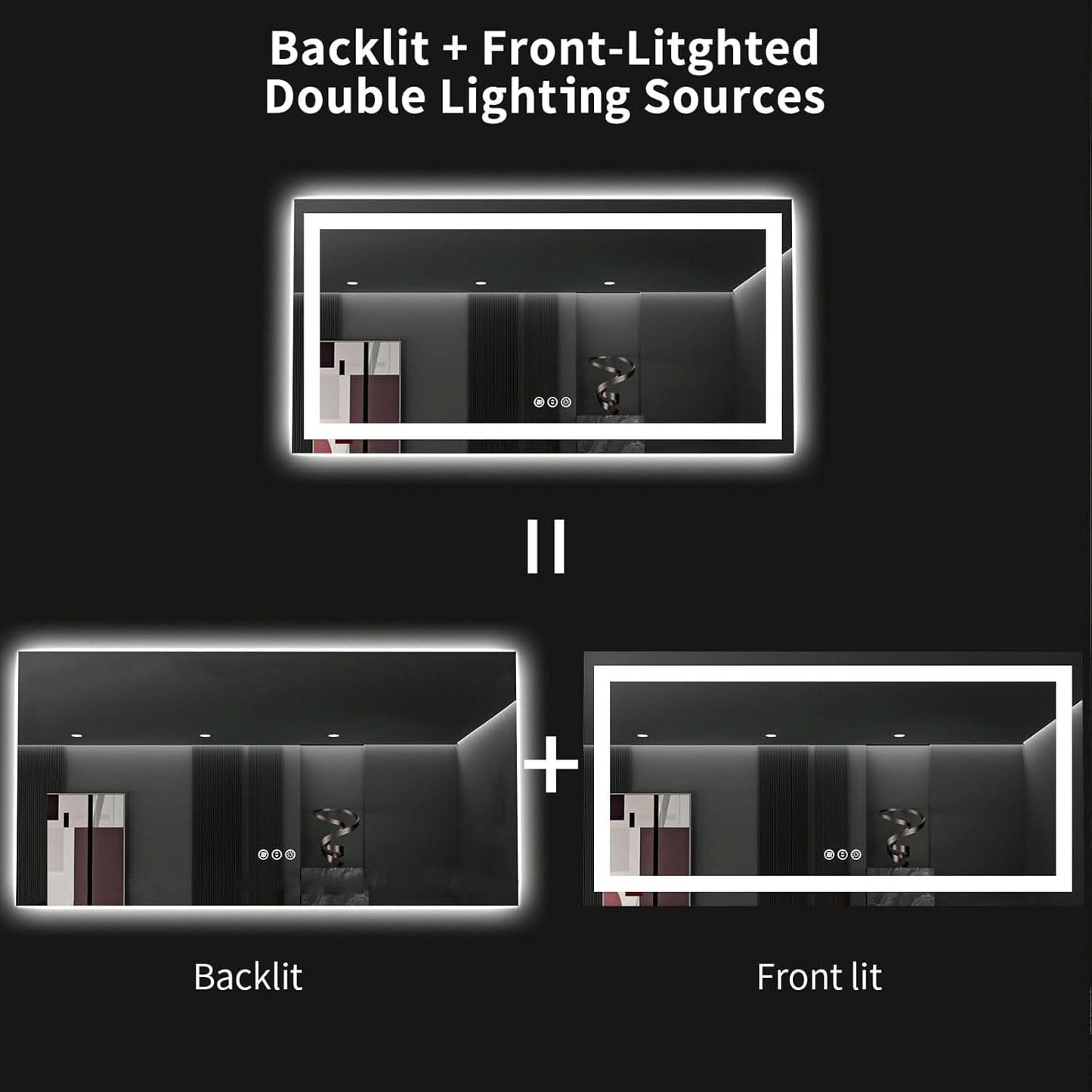 60x36 LED lluminated Backlit Anti Fog Vanity Mirror