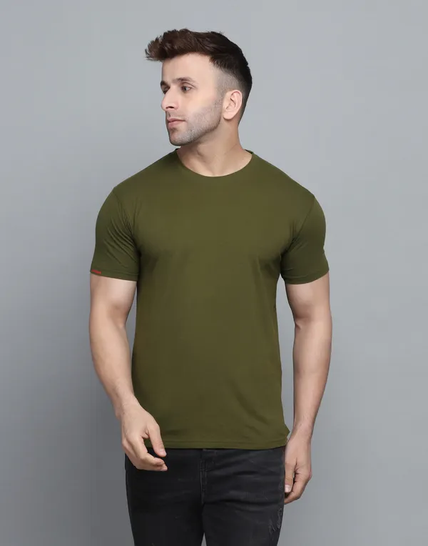 Round Neck Pure Cotton T-shirt for Men (SIZE-XL) (Color-GREEN)