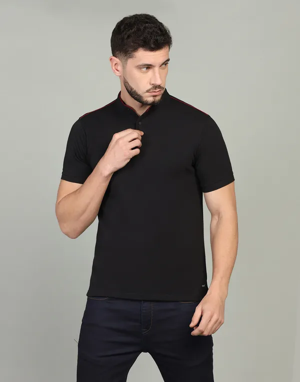 Polo Neck Cotton T-shirt for Men (SIZE-M) (Color-BLUE)