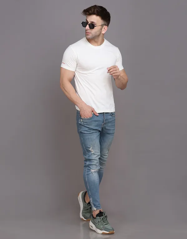Solid Pure Cotton T-shirt for Men (SIZE-XL) (Color-WHITE)
